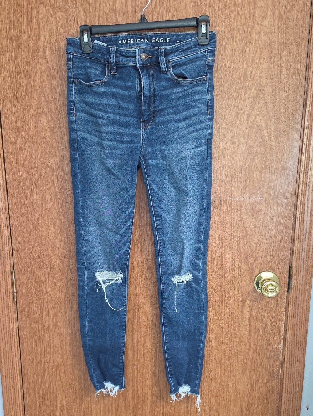 American Eagle Outfitters Dark Blue Distressed Skinny Jeans